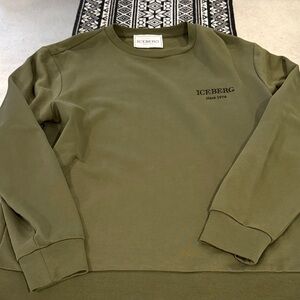 Iceberg Olive Green Crewneck Sweatshirt with Subtle Logo